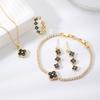 New Small Exquisite, and Versatile Four-leaf Clover Necklace Bracelet Earrings and Ring Set - A Birthday Gift