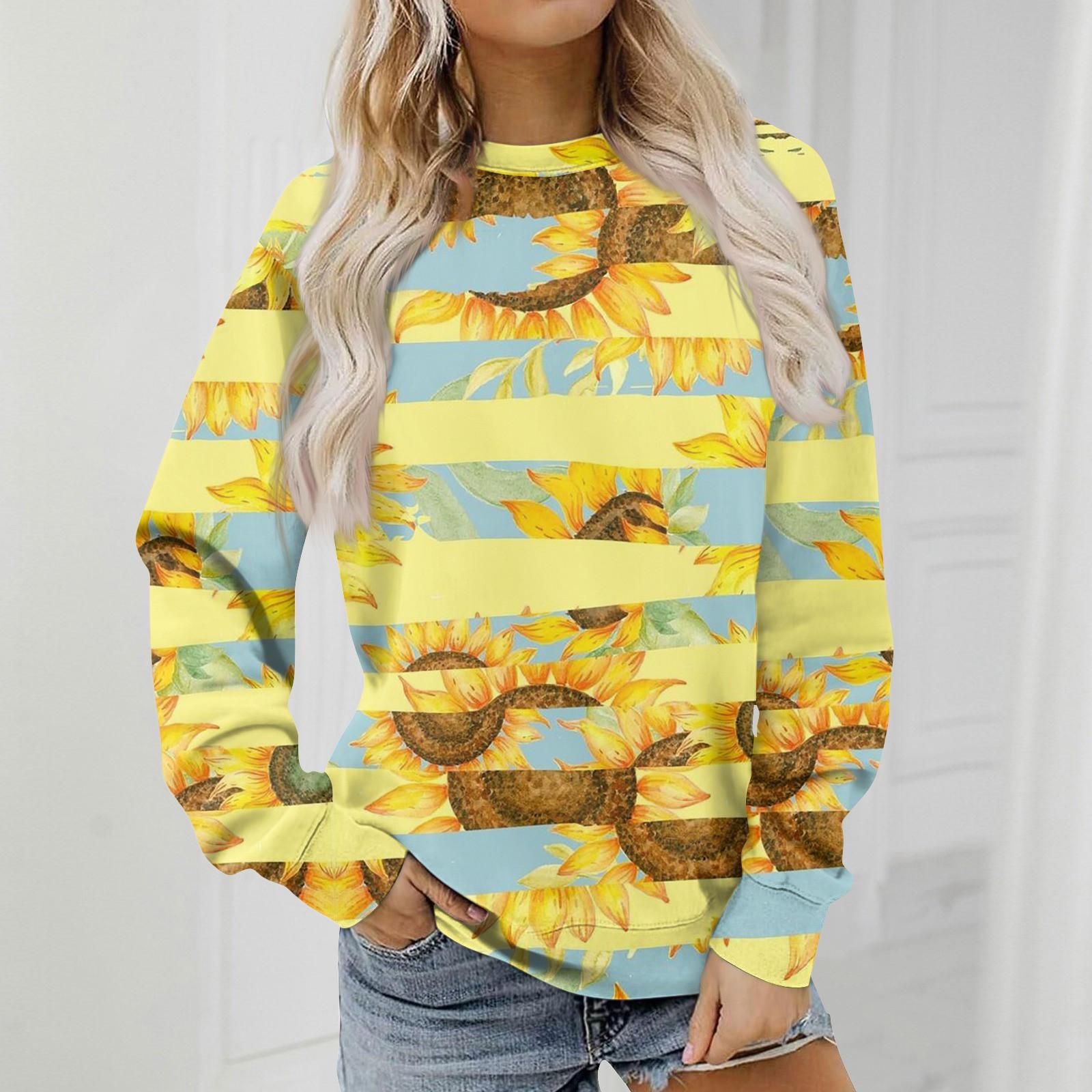 

Женский модный свитер с круглым вырезом и цветочным принтом XXXL жёлтый