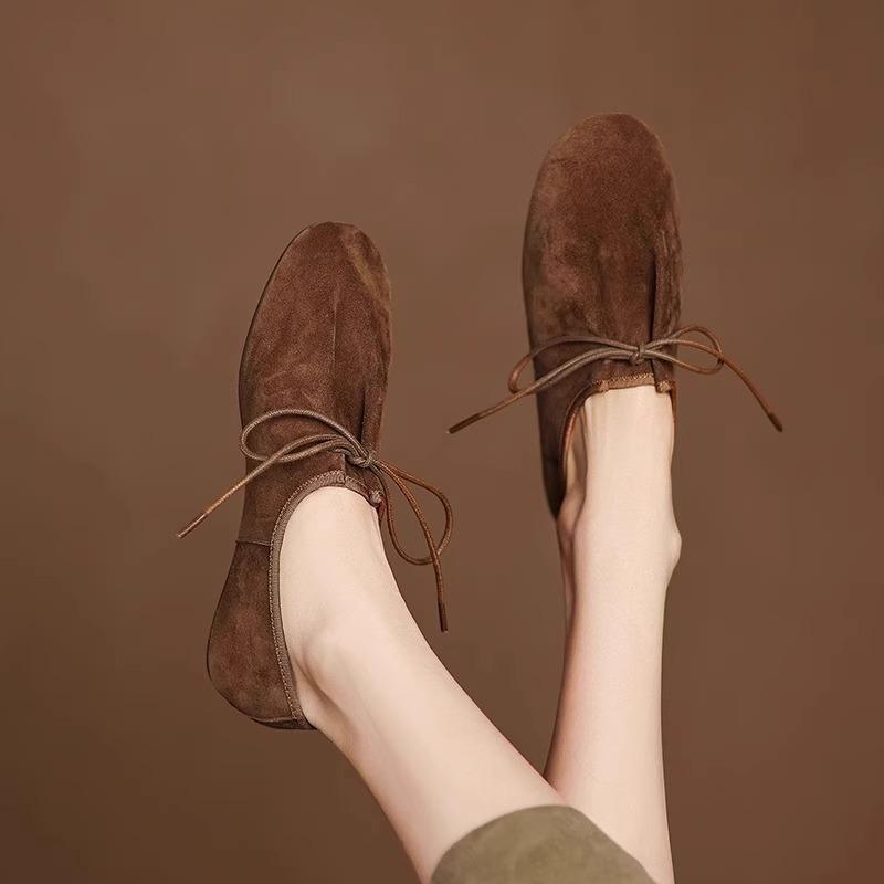 ! Korean Version of Loafers, Lace-up, Soft-soled Lazy Shoes, Casual Flat-soled Single Shoes, Chengdu Handmade, Comfortable and Versatile
