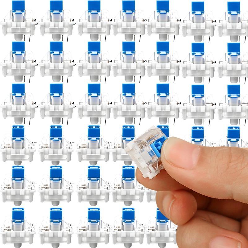 50pcs Fashion Dustproof Blue Push-button Replacement Keyboard Keycap Parts Keychain Decompression Button DIY Keyring Accessories