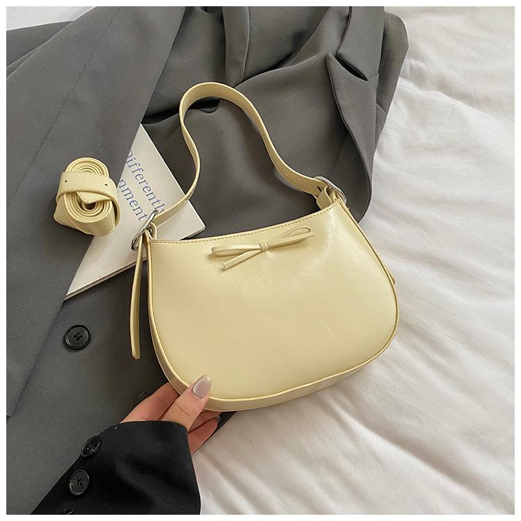 2025 new high-value bow design underarm bag Korean version niche simple casual portable shoulder bag women's bag