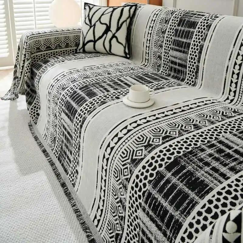 

Чехол для дивана из шенилла, мягкое одеяло для дивана, кресла, противоскользящее, пылезащитное, всесезонное, универсальное, подлокотник, подушка для сиденья, домашний декор 180x90cm 1pcs чёрный