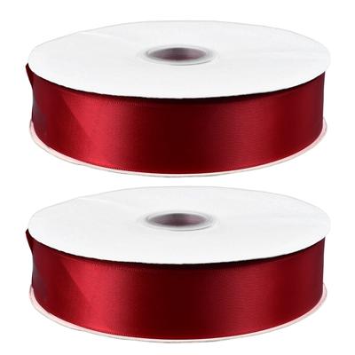 2 Rolls 1.6 Inch Wide Burgundy Satin Ribbon Polyester Ribbon for Gift Wrapping Flower Wrapping Cake Box 91m