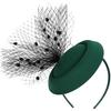 Green Mesh Fascinator Hat with Headband and Hair Clip, Classic Tea Party Hat for Women Wedding Cocktail Special Occasion Accessories