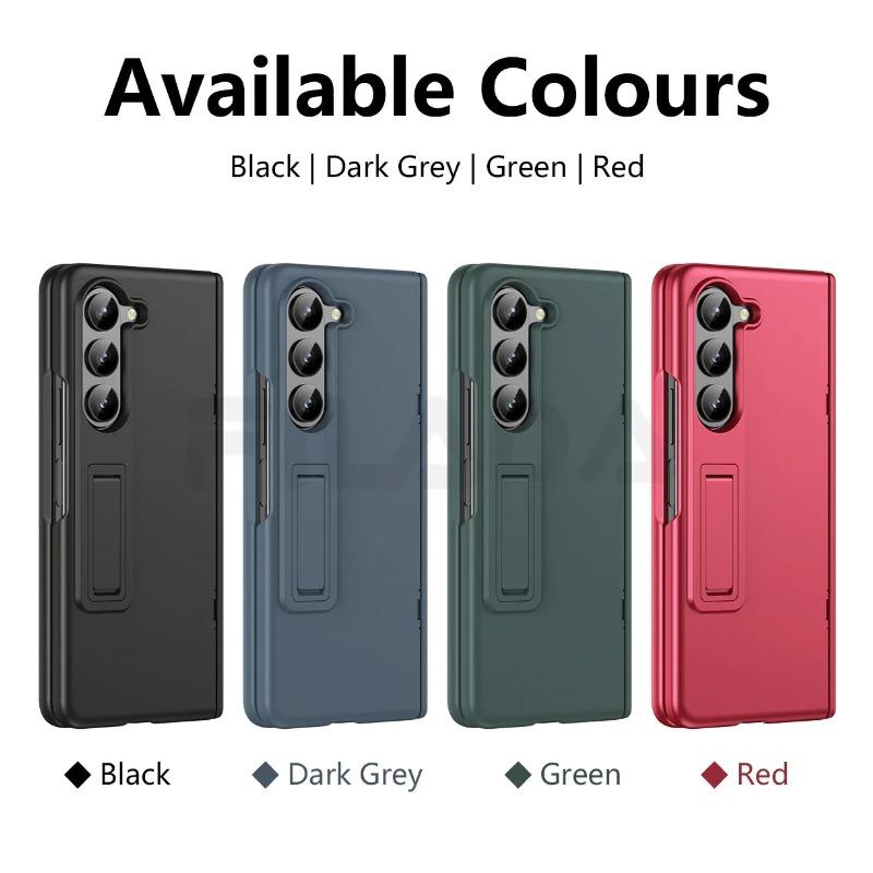 Luxuriöse Ultra Dünne Hautgefühl Halterung Hülle Faltbares Scharnier mit Gehärteter Folie Hartschalen Zubehör für Samsung Galaxy Z Fold 6 5 4 3 Ständer mit Halter