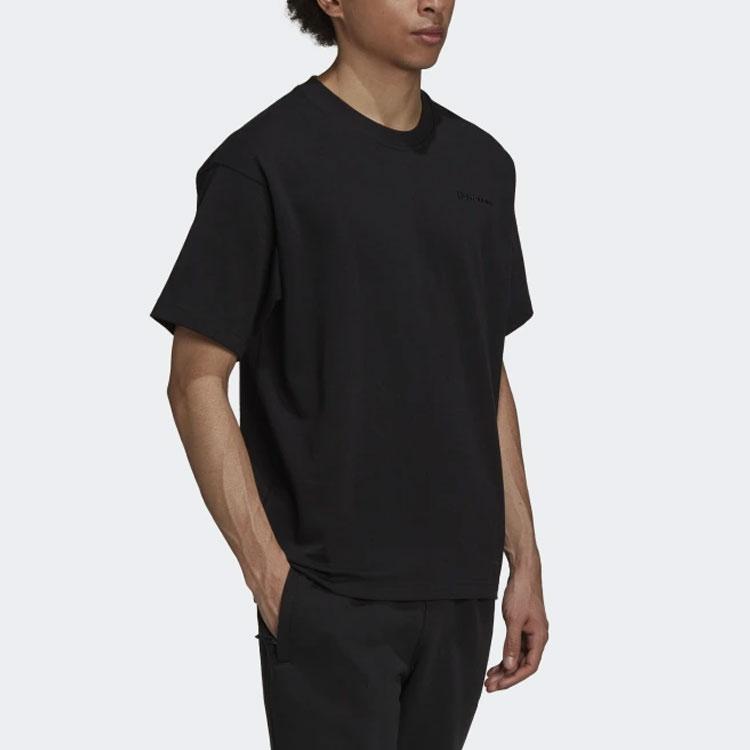Adidas Originals Trefoil X Pharrell Williams Collaboration Solid Round Neck Short Sleeve Tee Unisex Tops Black HB8817