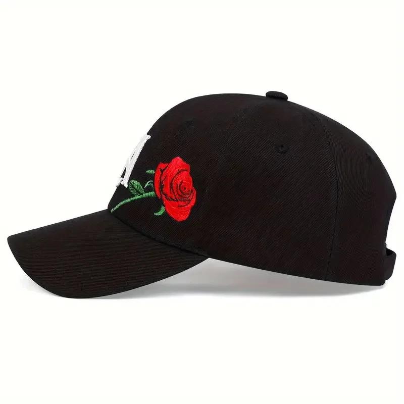 Sonnenhut Lässig Verstellbar Outdoor Kappe Baseballstich Bestickte Rose La Neutrales Geschlecht Damen Herren Für Hüte Sport Mode Kappen Romantisch