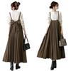 Spring/Summer 2026 Coffee High Waist Slimming A-line Dress with Front Tie – European & American Style Women's Clothing.