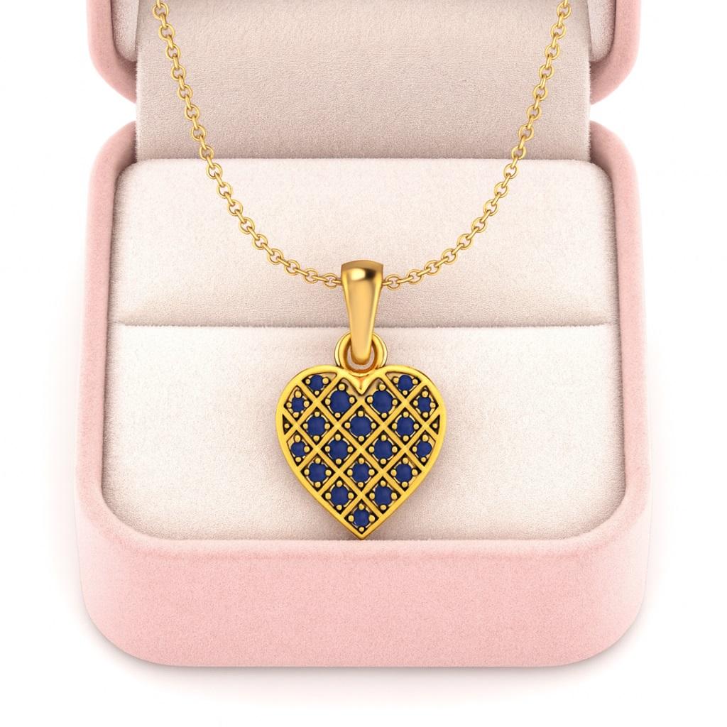 Blue Sapphire Heart Pendant - 925 Sterling Silver