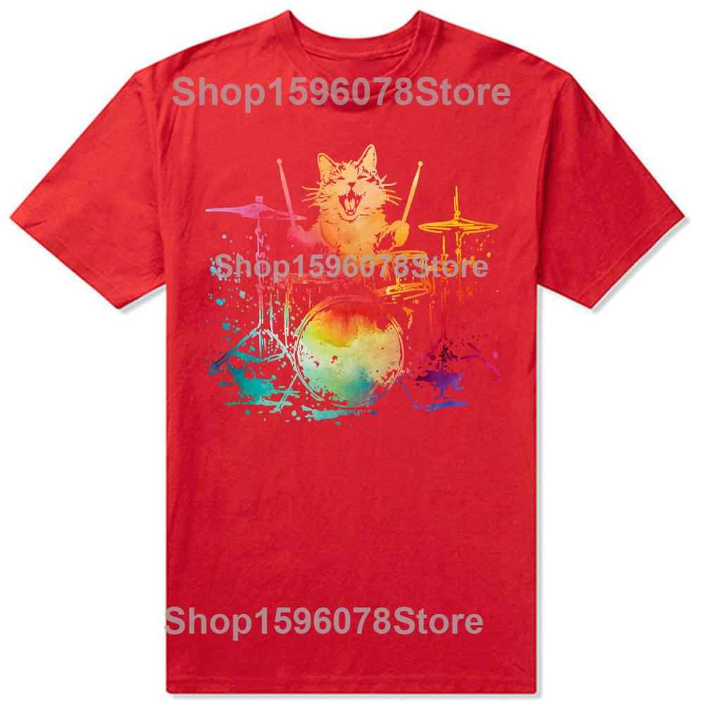 

Funny Cat Drummer Drums Drumming Music Lover Tshirts Men Womens Fashion Casual Tshirt 100 Cotton Loose Oversized T Shirt S