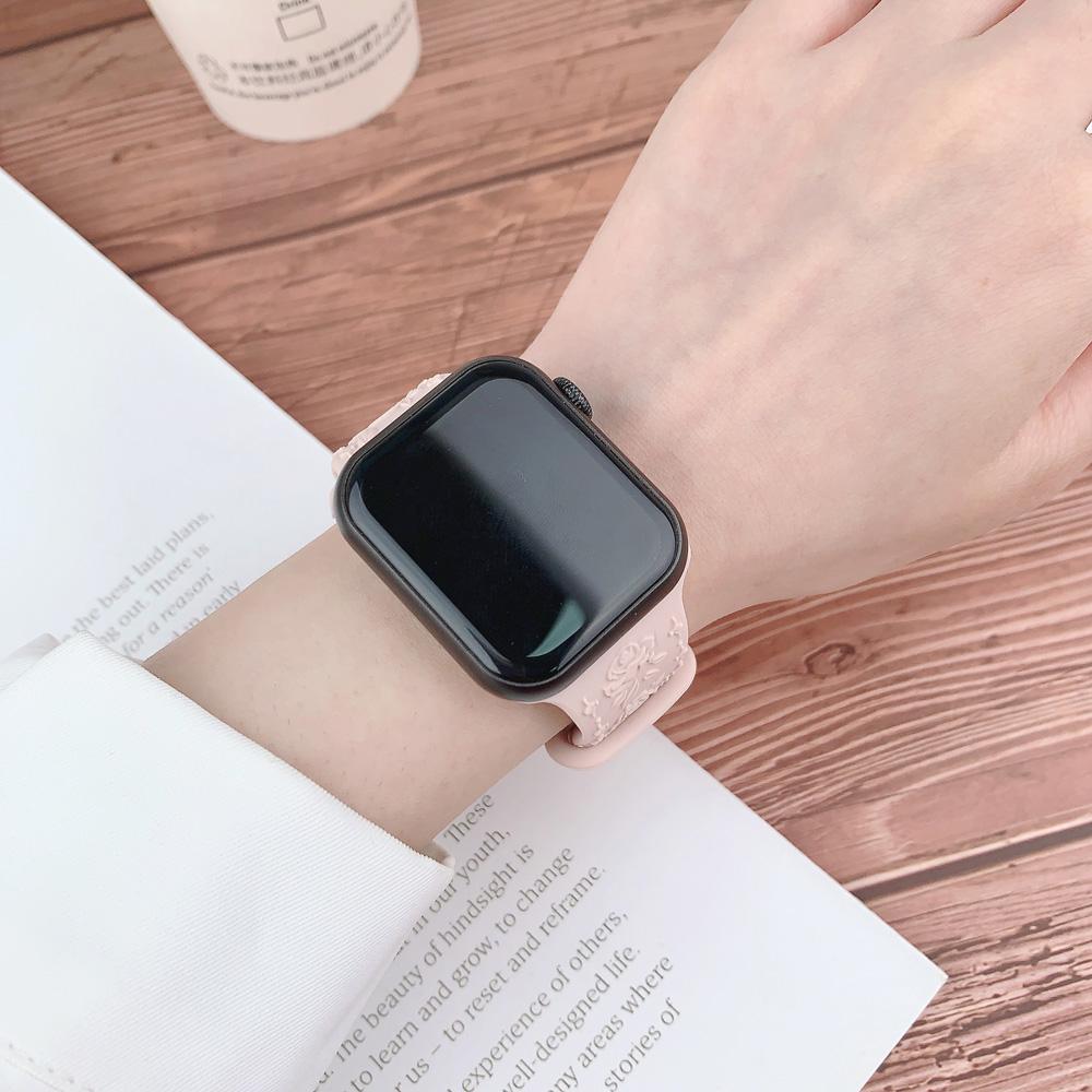 Engraved Strap for Apple watch band 45mm 44mm 42mm 49mm 40mm 41mm Silicone Bracelet Correa iWatch Series 8 9 7 6 5 4 3 Ultra SE