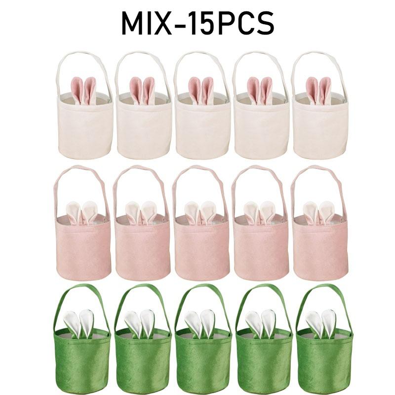 1-20PCS Easter Bunny Tote Bag with Bunny Ears ReusableCanvas Party Gift Basket Egg BoxCandy Bag for Easter Gifts and Decorations