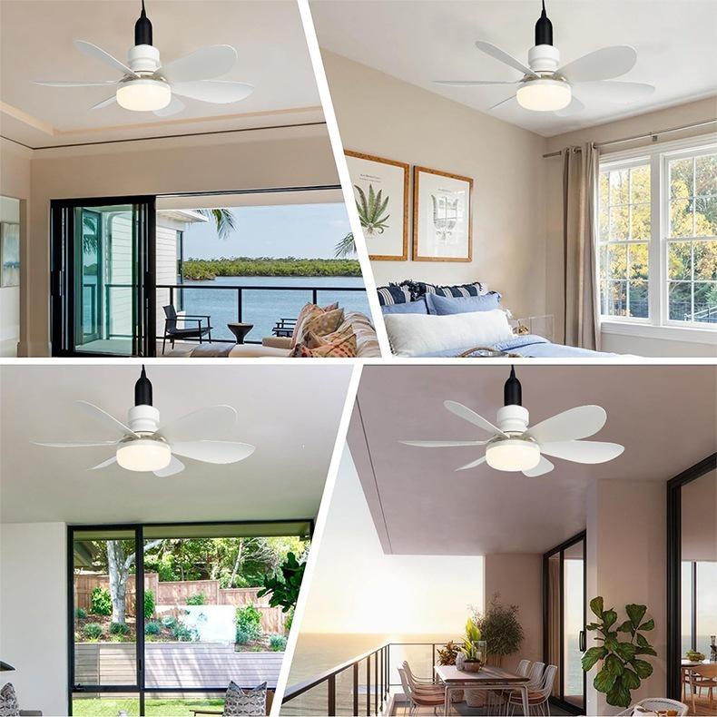 Smart Silent Ceiling Fan Light with E27 Base & 3-Color Dimming