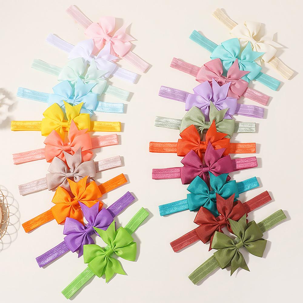20pcs/set 6.1'' Grosgrain Ribbon Hair Bows Headbands for Baby Girls Elastic Hair Band Newborn Toddler Photo Props Accessories