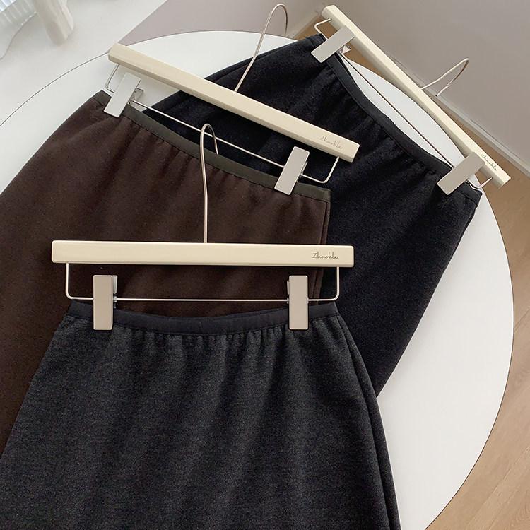 Spring Arrives Early: 2024 A/W Korean High Waist Wool-Blend Slit Midi Skirt