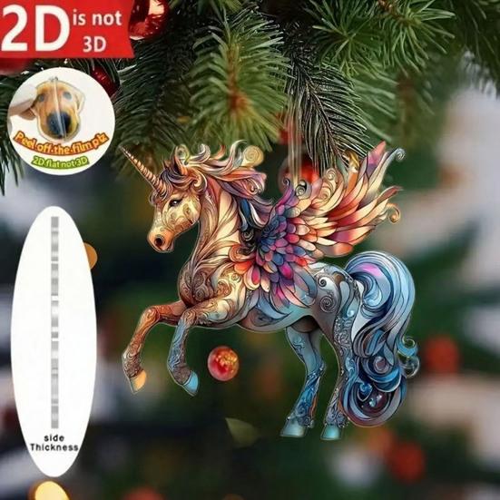 2D Horse Hanging Ornament Acrylic Flat Horse Decoration Christmas Tree Ornament for Horse Lovers Equestrian Gifts Holiday Decor