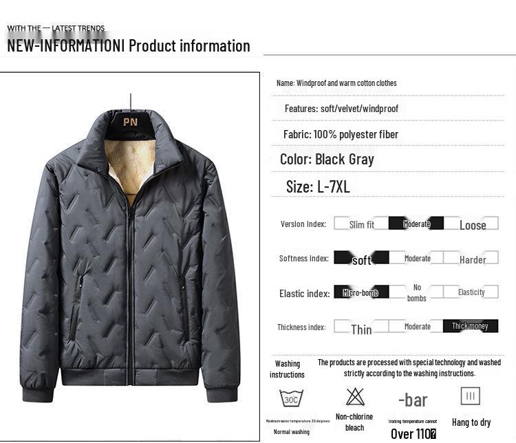 Woodpecker Men's Plus Size Lambswool Sports Jacket - Fleece Lined, Thick, and Windproof for Winter Warmth