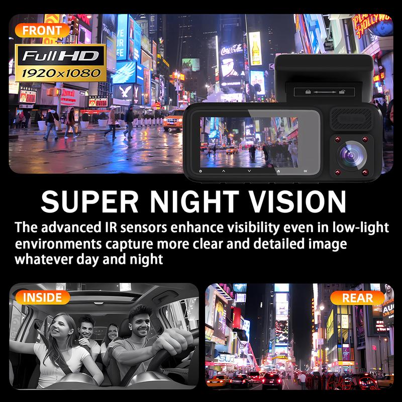 3 Channel Dash Cam for Car 1080P Video Recorder WIFI APP Dashcam Car DVR Front and Rear View Camera Night Vision car accessory