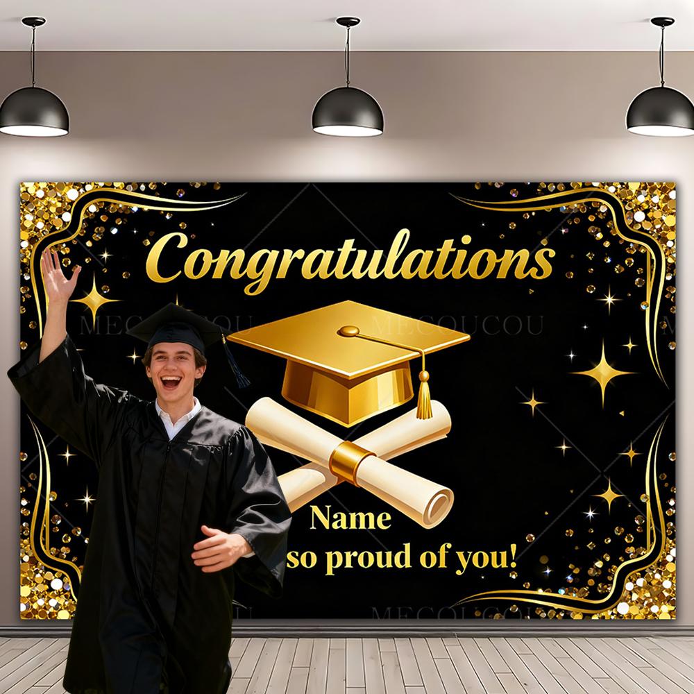 Graduate Themed Banner Customized Student Outdoor Garden Party Decorations Provided Portrait Photography Background Studio Props