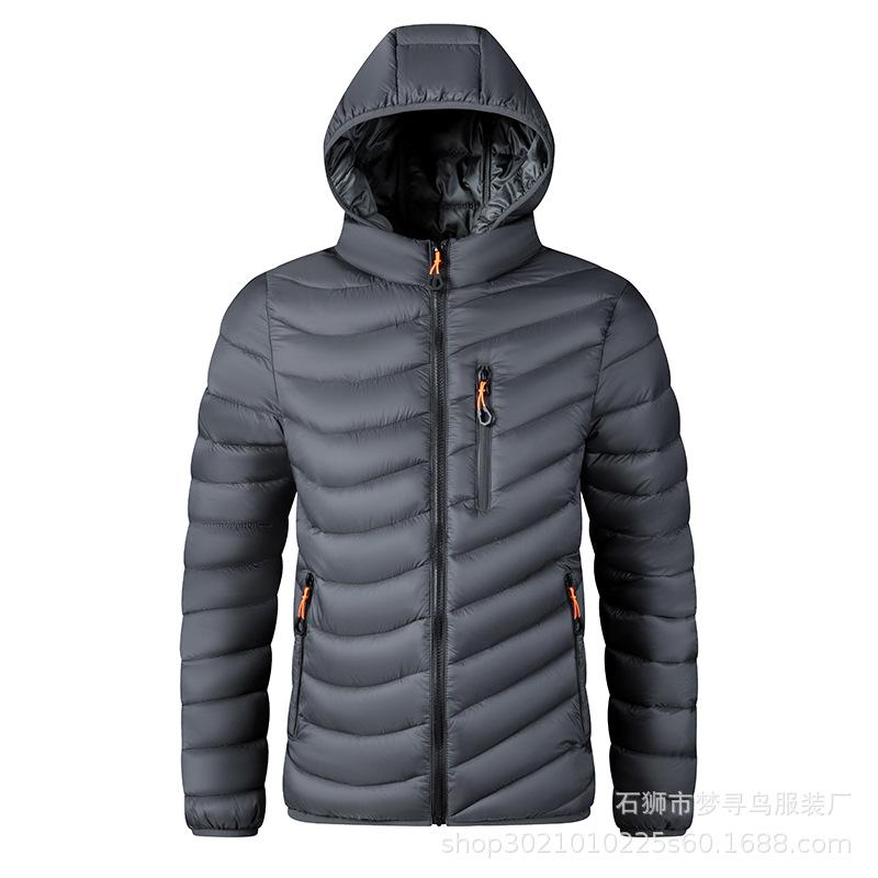 Warm Jacket Men Windbreaker Autumn and Winter Hooded Parkas Men's Fashion Casual Lightweight Cotton Padded Jacket Coat Male