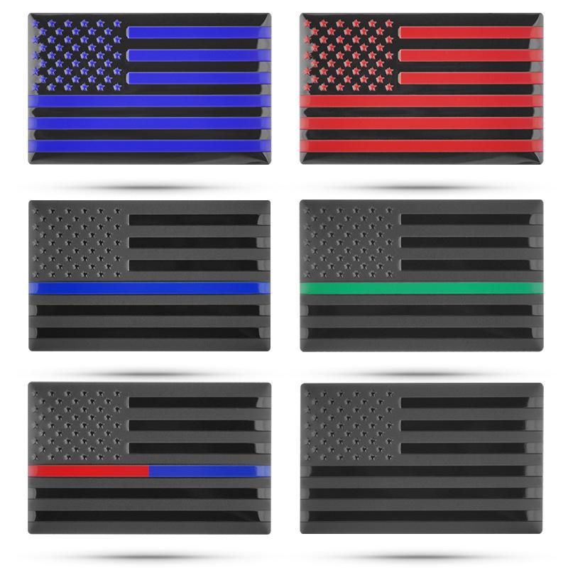 American Flag Car Stickers: Black, Black-Red, Black-Blue USA Map Metal Decal