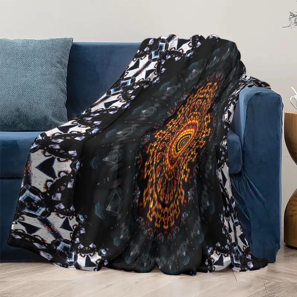 Colorful Mandala Round Dot Print Blanket Soft Fleece Throw Bed Sofa Cover Gift