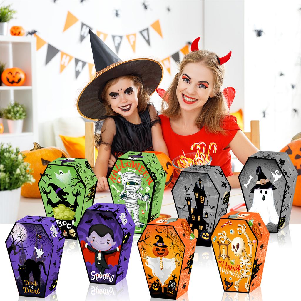 12Pcs Halloween Tombstone Gift Boxes 250GSM Cardstock Treat Box Cookie Candy Packaging Boxes for Festival Celebration