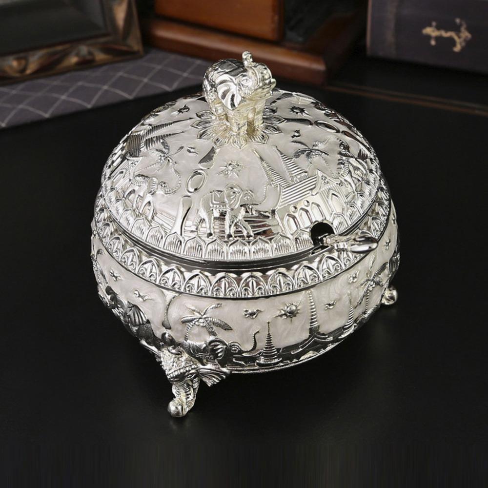2pcs Glass Sugar Pot Zinc Alloy Sugar Container Sugar Bowls Decorative Sugar Bowl Home Decor