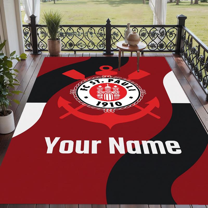 Custom Text Printed Rug FC St. Pauli Non Slip Floor Carpet For Home Room Decor