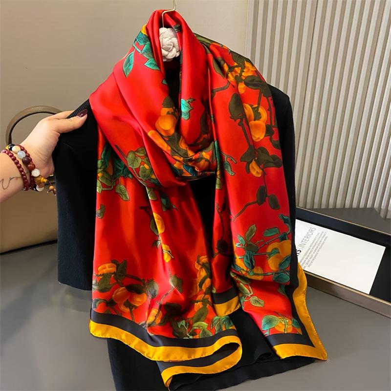 High-End Women's Chinese Style Silk Scarf: Summer Liji Brocade, 90x180, Sun Protection, Perfect Gift Shawl