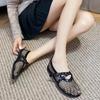 Mode Ny Mode Enfärgad Nätmaterial Flatsandaler 2025 Sommar Rund Tå Ihålig Låga Klackar Bekväma Damsandaler Vardagsskor