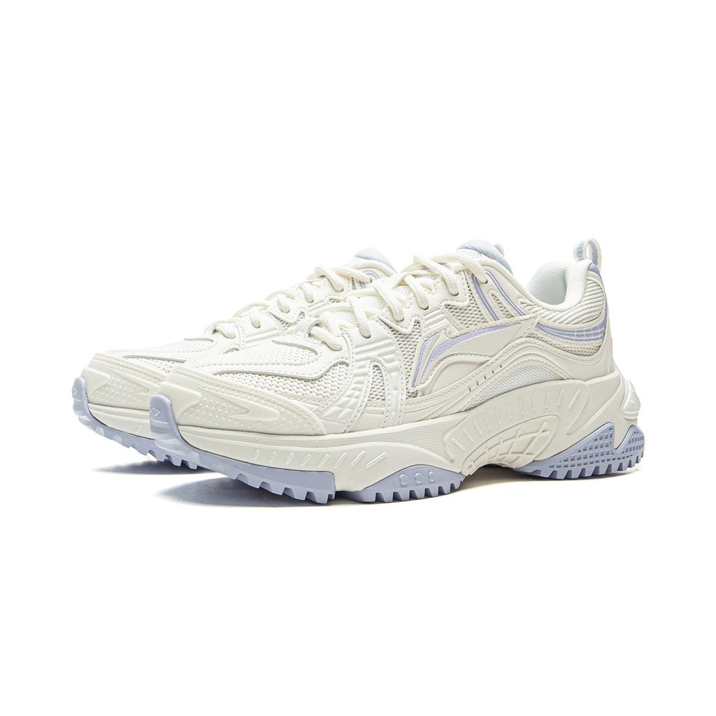 New LiNing Stargazing Shock Absorbers Slip Resistant Abrasion Resistant Low top Chunky Sneakers Women's Champagne White AGCV370-3