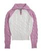 Leoninghai Color Block Turtleneck Zip-Up Knit Pullover [Pink]