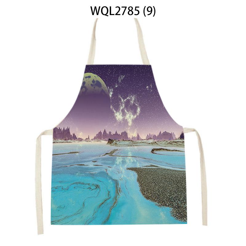 1pcs Nature Ocean Scenery Animal Print Apron Men and Women Kitchen Baking Baking Accessories Bib Antifouling Apron