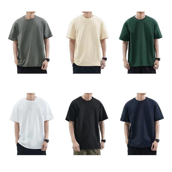 Men Solid Color T-Shirt Round Sleeve Summer Tee Neck Short Casual Loose Fit Tee Shirt