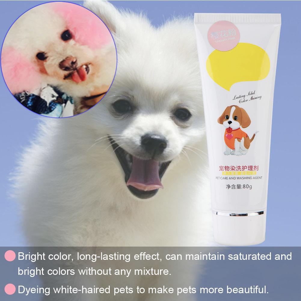 80g Pet Dog Hair Color Dye Coloring Dyeing Harmless Natural Dyeing Agent Safe(Pink)