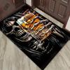 Skull with Whiskey Glass Rug for Man Cave Decor - Bold Skeleton Art Carpet | Masculine Interior Design Skid resistant carpet
