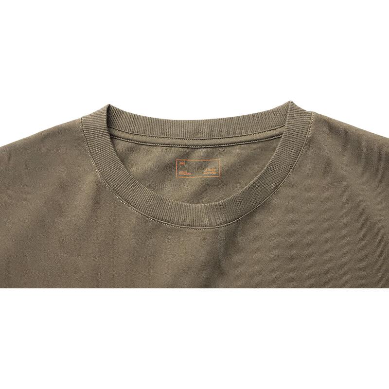 Li Ning Solid Color Breathable Versatile Simple Short Sleeve T-Shirt Unisex Tops Brown AHSVA83-1