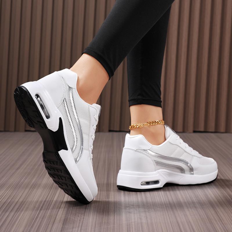 Shoe factory's new soft-soled mesh heightened air cushion thick-soled casual sports shoes women's muffin shoes
