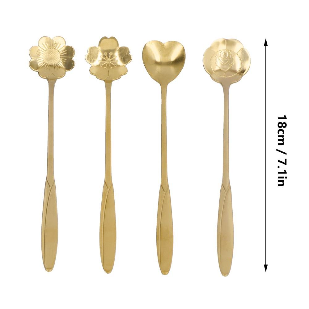 4Pcs Multi-color Coffee Mixing Spoon Rustless Steel Dessert Spoon Beverage Stirrer Afternoon Tea
