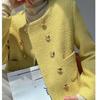 Sophisticated and Cute Round-necked Short Jacket with Double-breasted Buttons