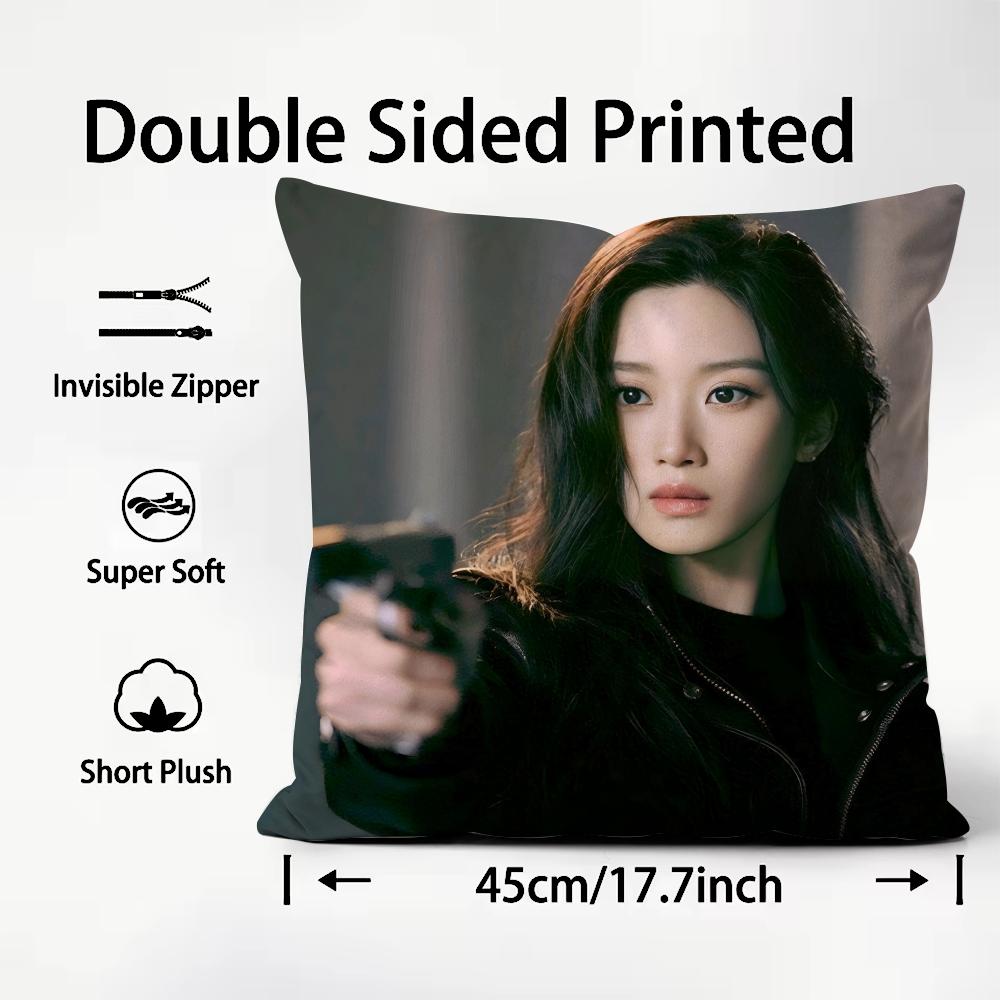 1PC Kpop MMun Ka Young Cushion Cover Plush Fabric Soft DoubleSided Printed Sofa Warm Winter Home Child Gift Pillow Case