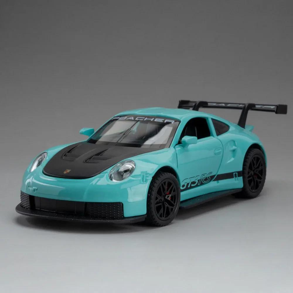 1:32 Scale Martini 911 TARGA 4S GT3RS Sports Car Model Toy Music Light Pull Back Doors Opened Models Hobby Ornaments Gifts