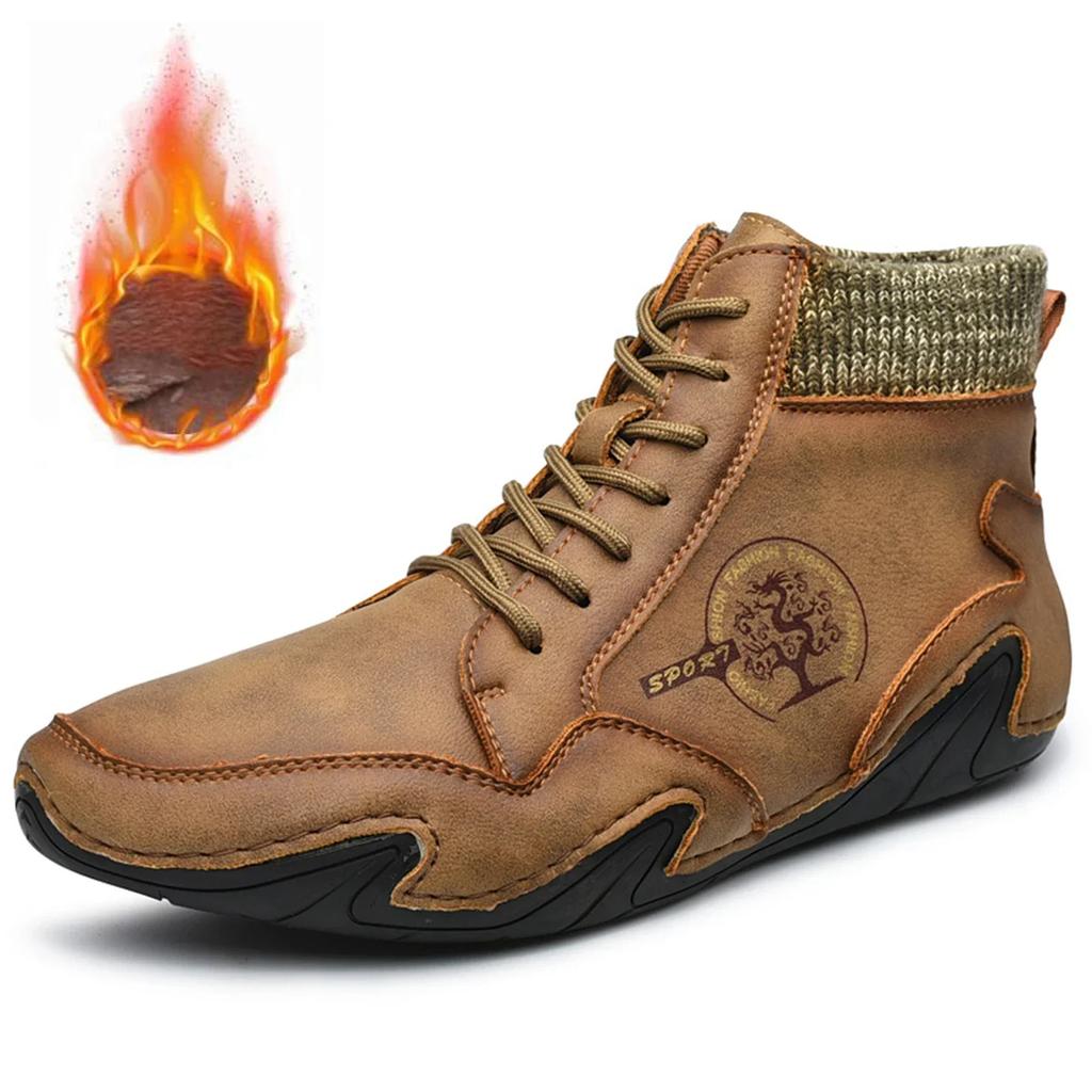 Fashion Comfortable Leather Casual Shoes For Men Lightweight and Durable Antiskid Flat Shoes For All Seasons Boots Men