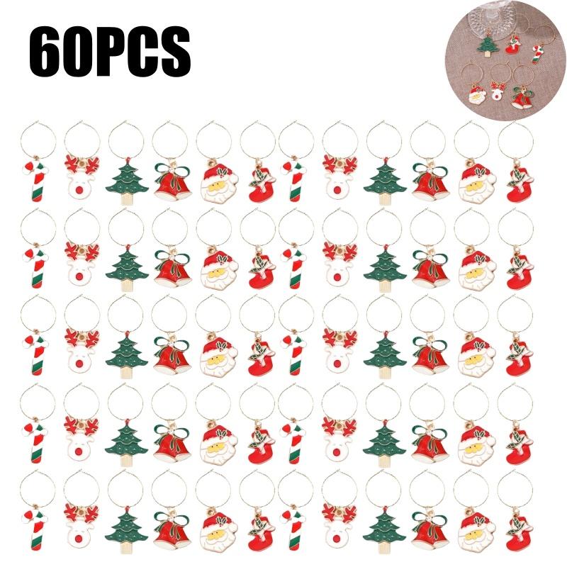 Christmas Wine Glass Charms Wine Drinker Gifts Charms for Stem Glasses Drink Markers for Party Favors Holiday Decorations