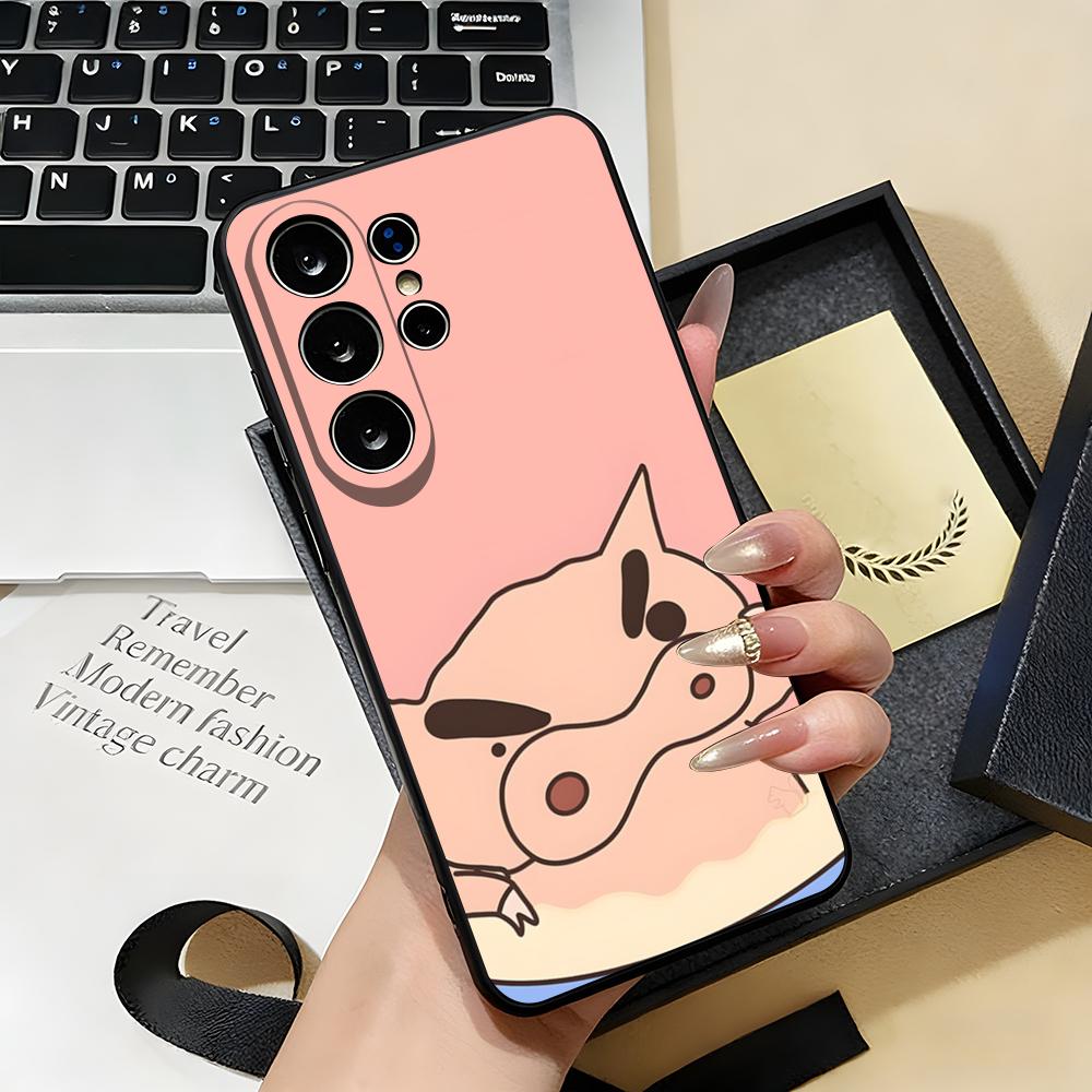 Buriburizaemon Pig Phone Case For Samsung S26 S25 S24 FE S23 S22 S21 Plus S20 Ultra Note20Ultra Black Soft Shell