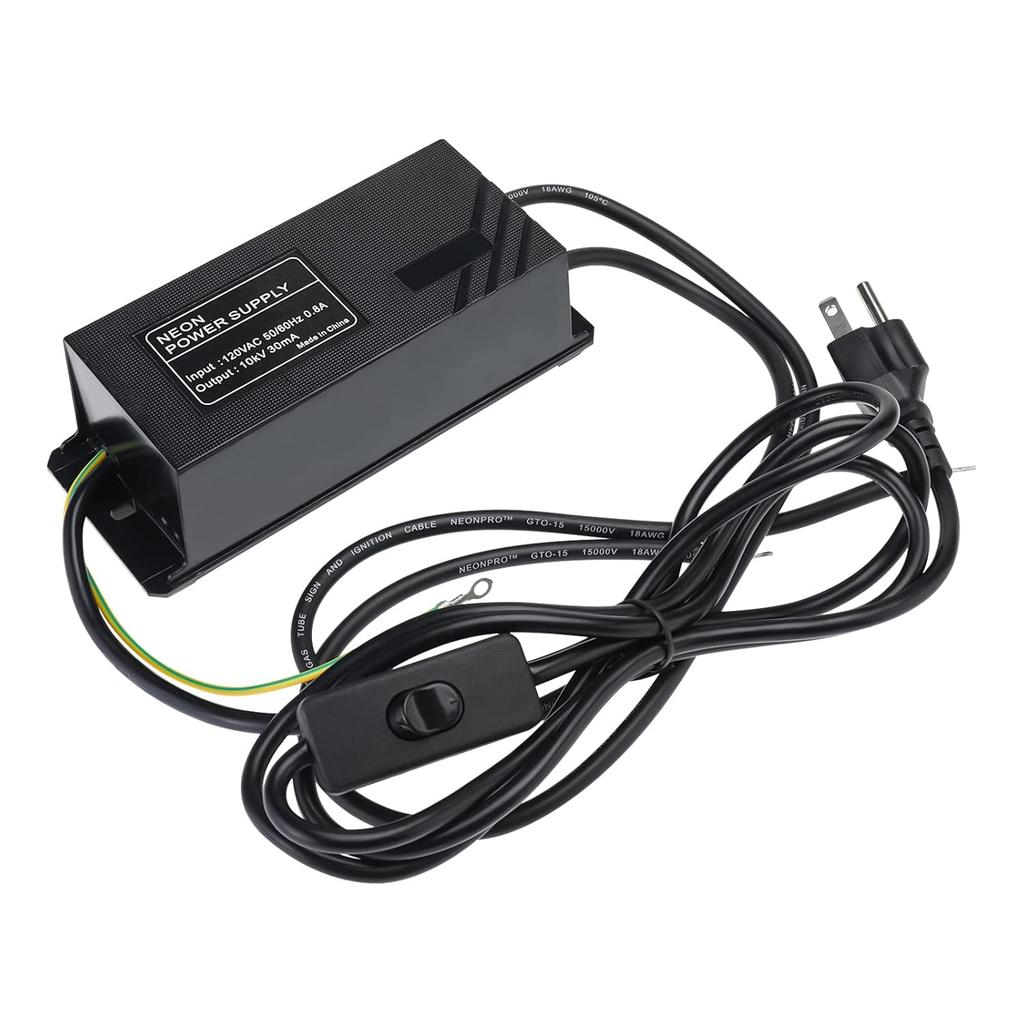 YaeCCC 10KV 30mA Power Supply for Glass Neon Sign Electronic Neon Light Transformer 120V AC 50Hz/60Hz