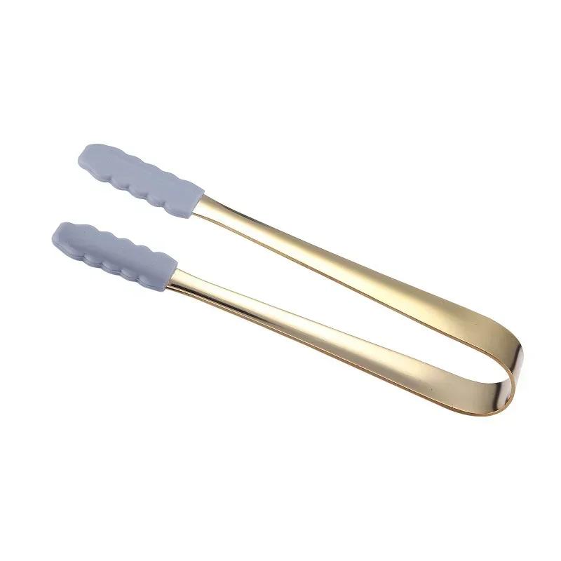 Silicone Head Non-Slip Food Ice Cube Clip Tongs Bread Barbecue Mini Sugar Dessert Clamp House Kitchen Party Coffee Bar Utensils