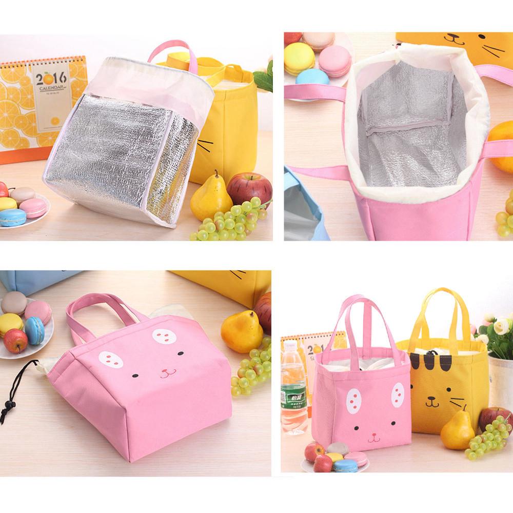 Lunch Box Cute Animal Thermal Insulated Tote Cooler Bag Bento Pouch Container