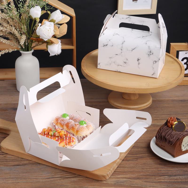 Medium Handheld Pastry & Mousse Tart Box for Takeout or Gift Packaging